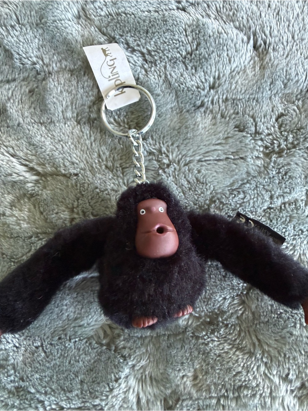 Kipling Plush Monkey Keychain in Black
